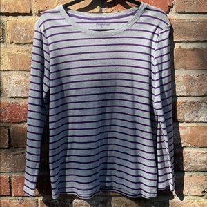 💜Croft & Barrow gray and purple striped shirt💜
